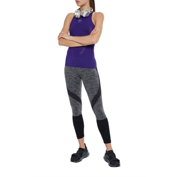 Stella McCartney Adidas Cutout perforated printed stretch TruePur Tank Purple - Picture 3 of 4